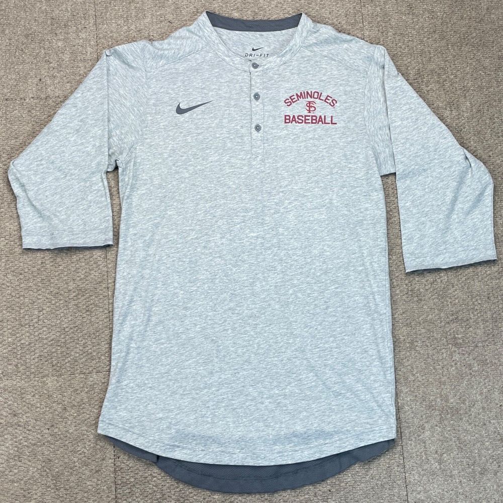 Nike Dri-Fit Seminoles Baseball Men s 1/4 Button Up T-Shirt Size Small